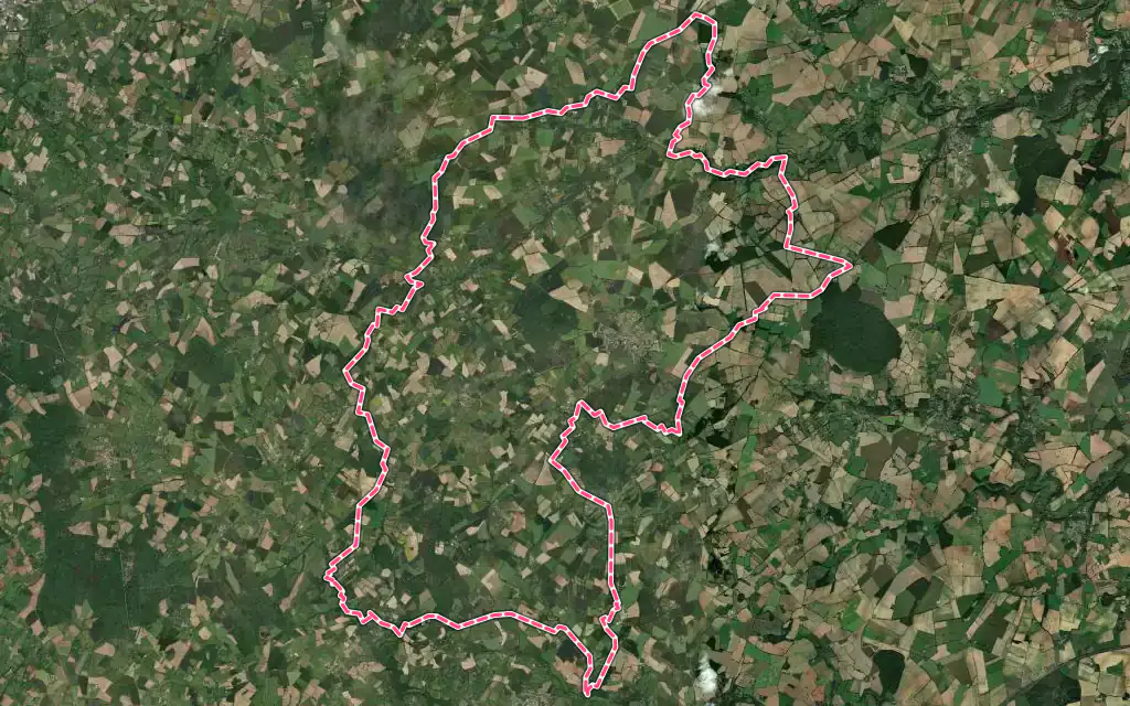 Vue satellite de Vasles avec ses contours administratifs