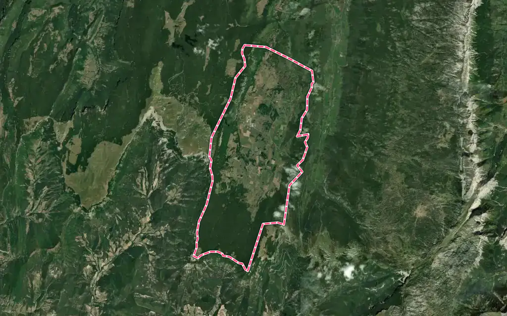 Vue satellite de Vassieux-en-Vercors avec ses contours administratifs