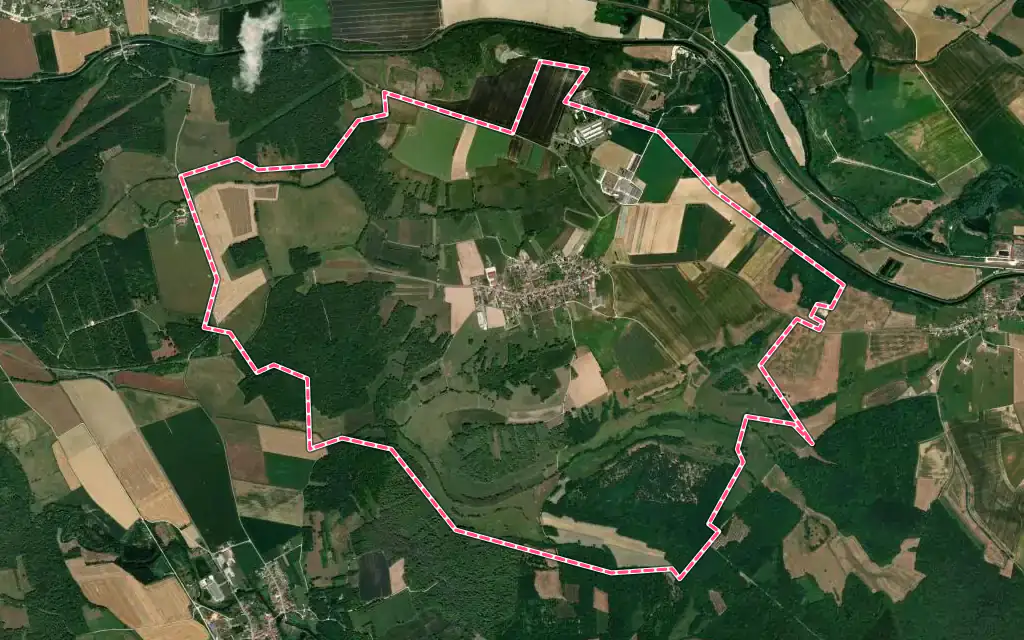 Vue satellite de Vassincourt avec ses contours administratifs