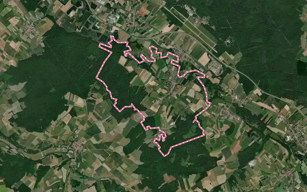 Vue satellite de Vathiménil avec ses contours administratifs