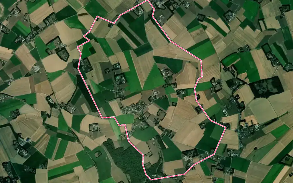 Vue satellite de Vattetot-sous-Beaumont avec ses contours administratifs