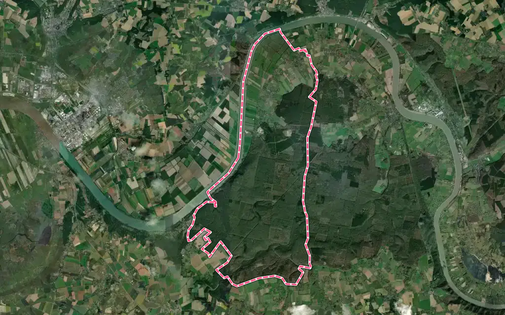 Vue satellite de Vatteville-la-Rue avec ses contours administratifs