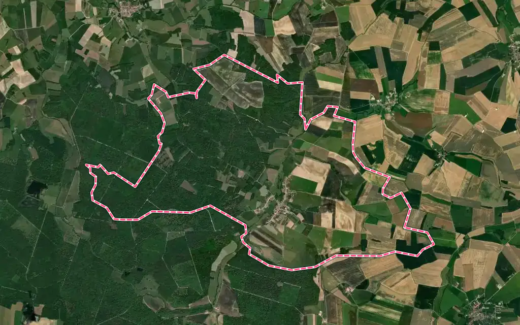 Vue satellite de Vaubecourt avec ses contours administratifs