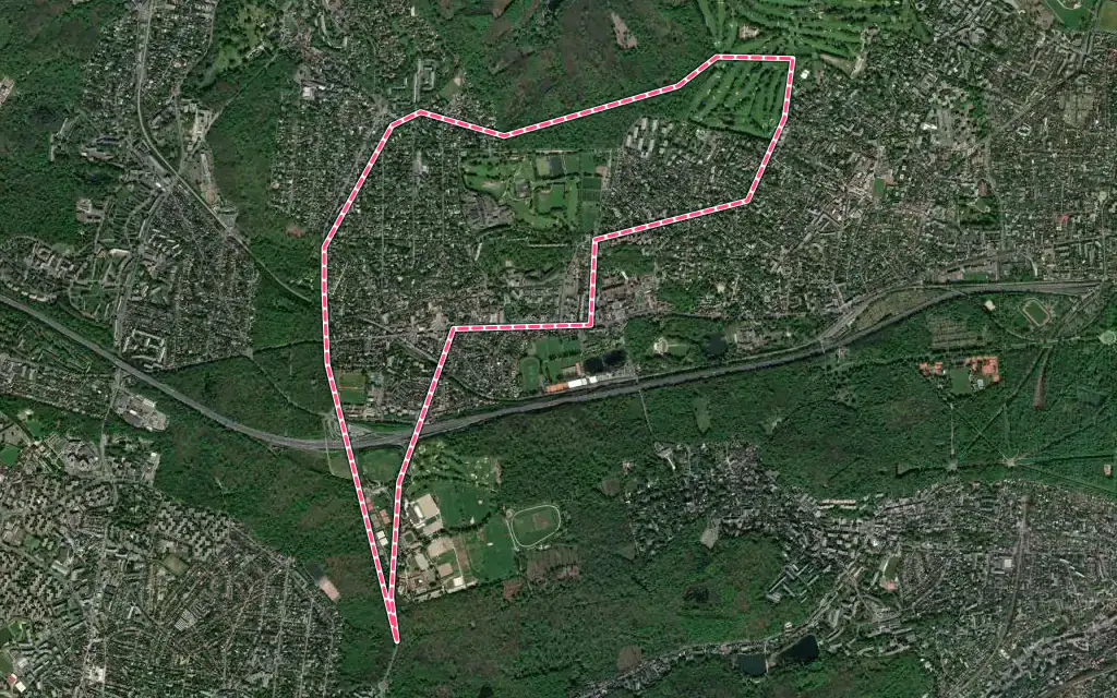 Vue satellite de Vaucresson avec ses contours administratifs