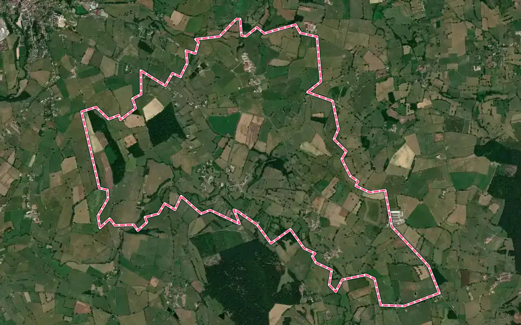 Vue satellite de Vaudebarrier avec ses contours administratifs