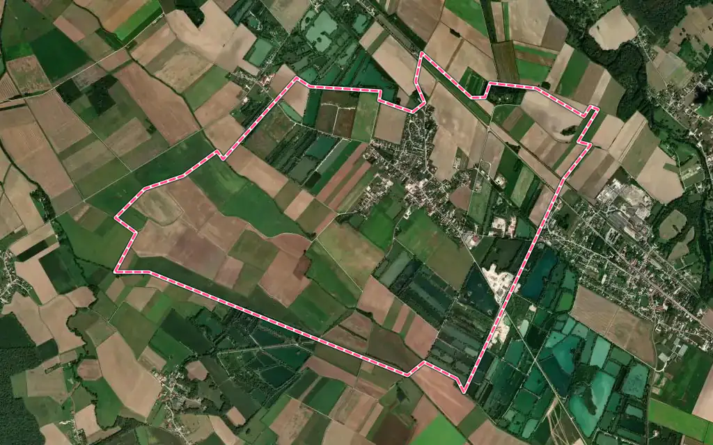 Vue satellite de Vaudes avec ses contours administratifs