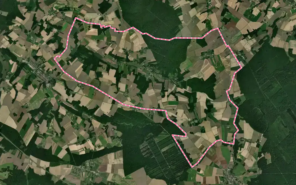 Vue satellite de Vaudeurs avec ses contours administratifs
