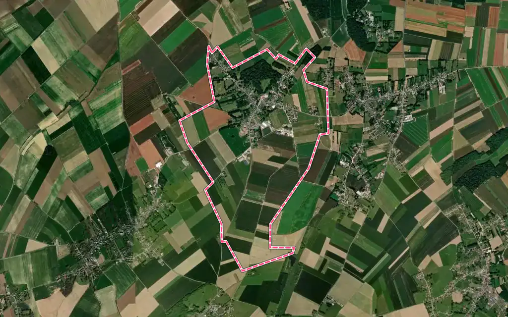 Vue satellite de Vaudricourt avec ses contours administratifs