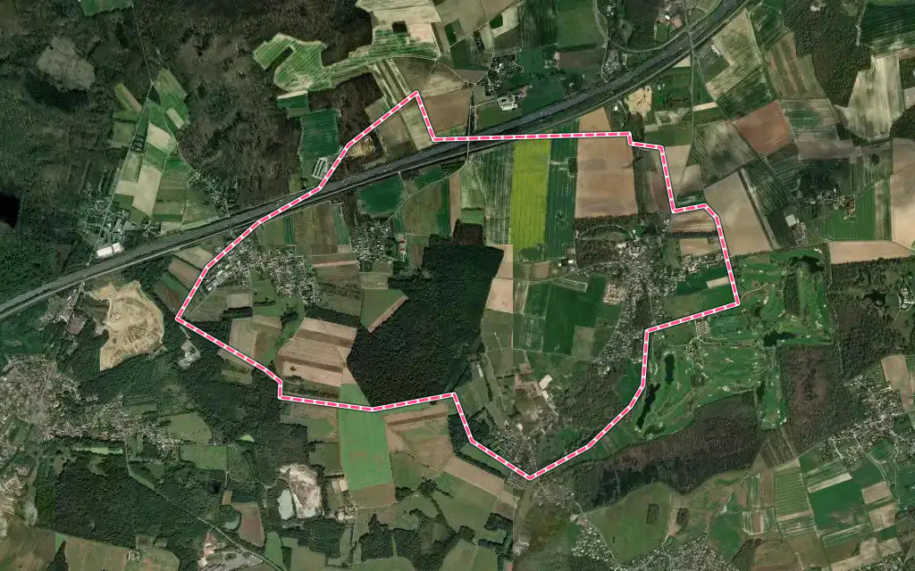 Vue satellite de Vaugrigneuse avec ses contours administratifs