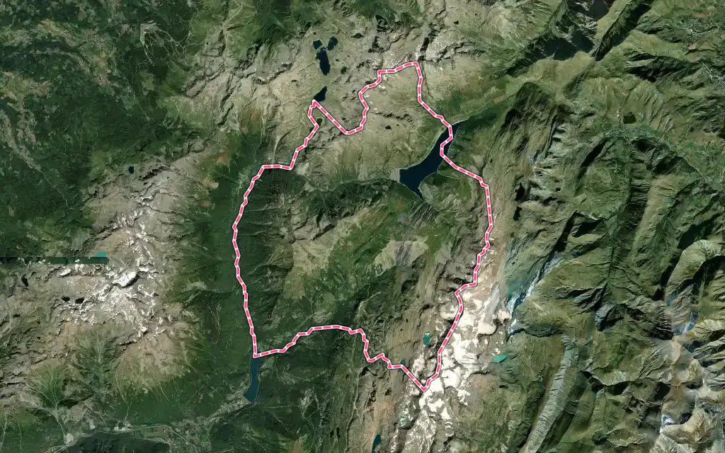 Vue satellite de Vaujany avec ses contours administratifs