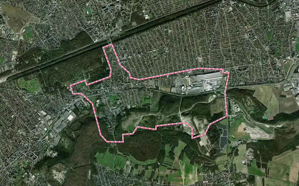 Vue satellite de Vaujours avec ses contours administratifs