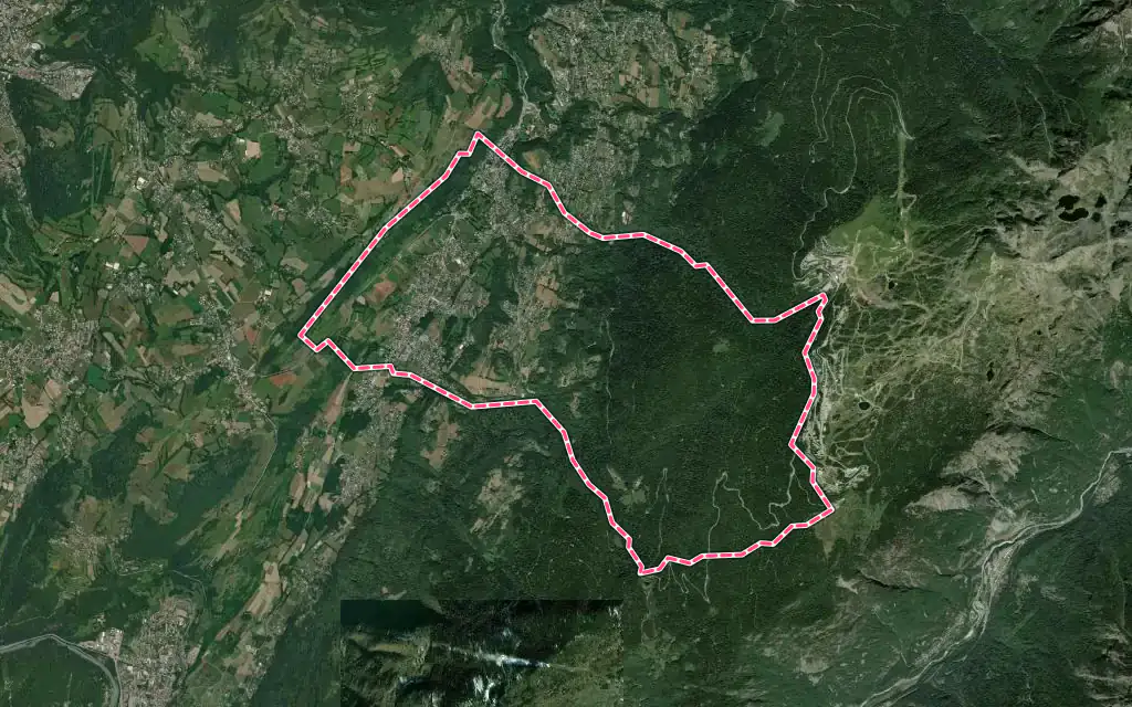 Vue satellite de Vaulnaveys-le-Haut avec ses contours administratifs