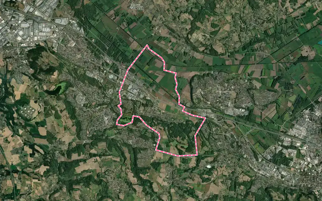 Vue satellite de Vaulx-Milieu avec ses contours administratifs
