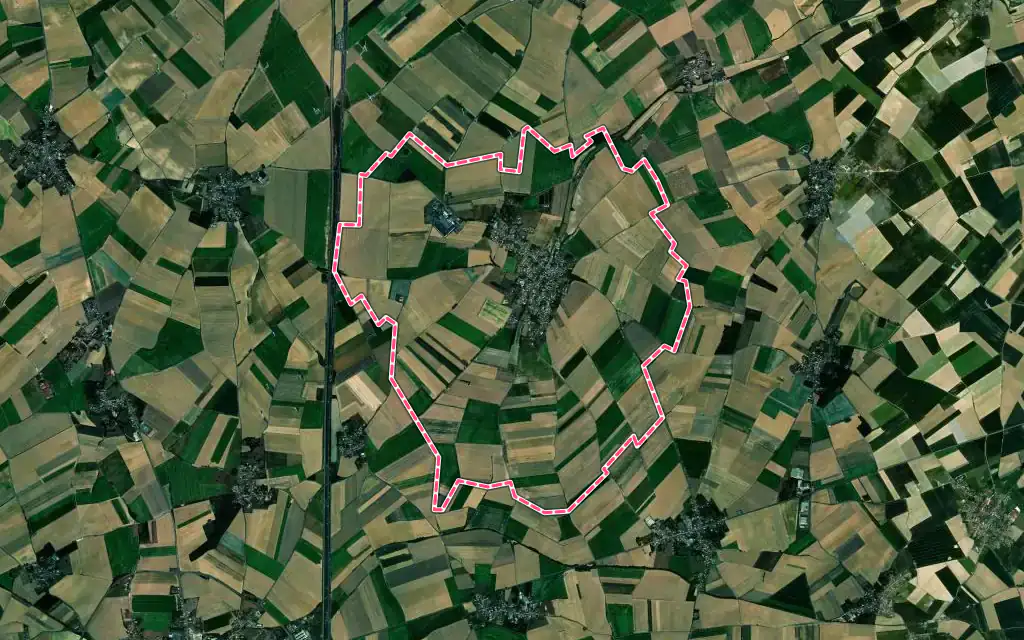 Vue satellite de Vaulx-Vraucourt avec ses contours administratifs