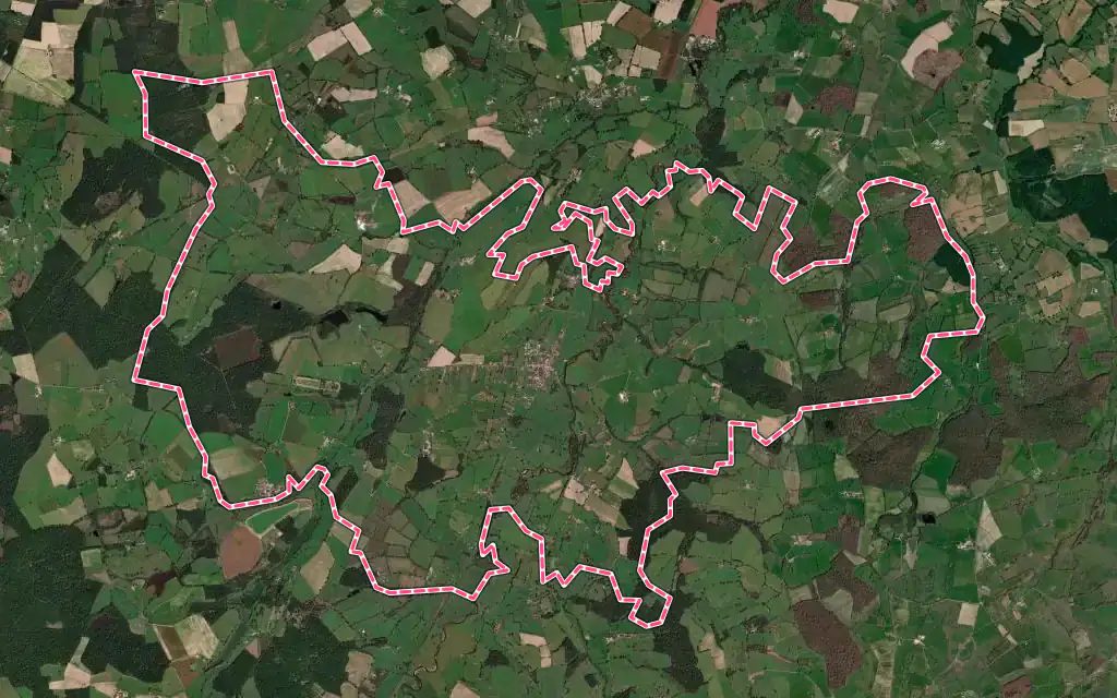 Vue satellite de Vaumas avec ses contours administratifs