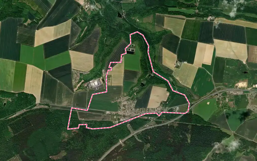 Vue satellite de Vaumoise avec ses contours administratifs