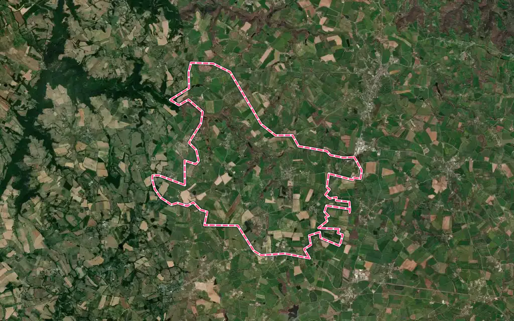 Vue satellite de Vaureilles avec ses contours administratifs