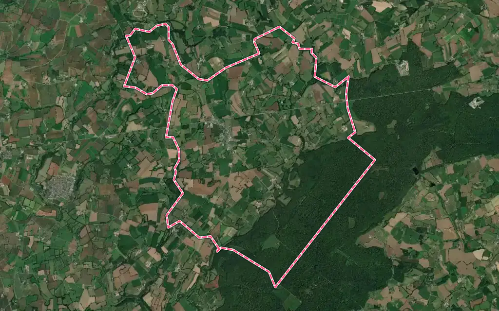 Vue satellite de Vautorte avec ses contours administratifs