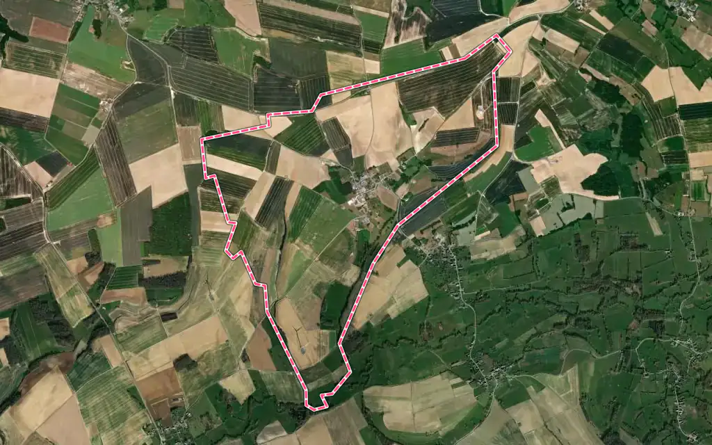 Vue satellite de Vaux-lès-Rubigny avec ses contours administratifs