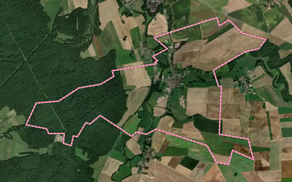 Vue satellite de Vaux-sur-Blaise avec ses contours administratifs
