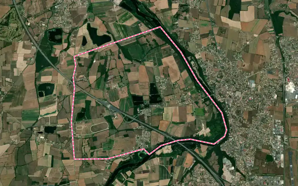 Vue satellite de Veauchette avec ses contours administratifs