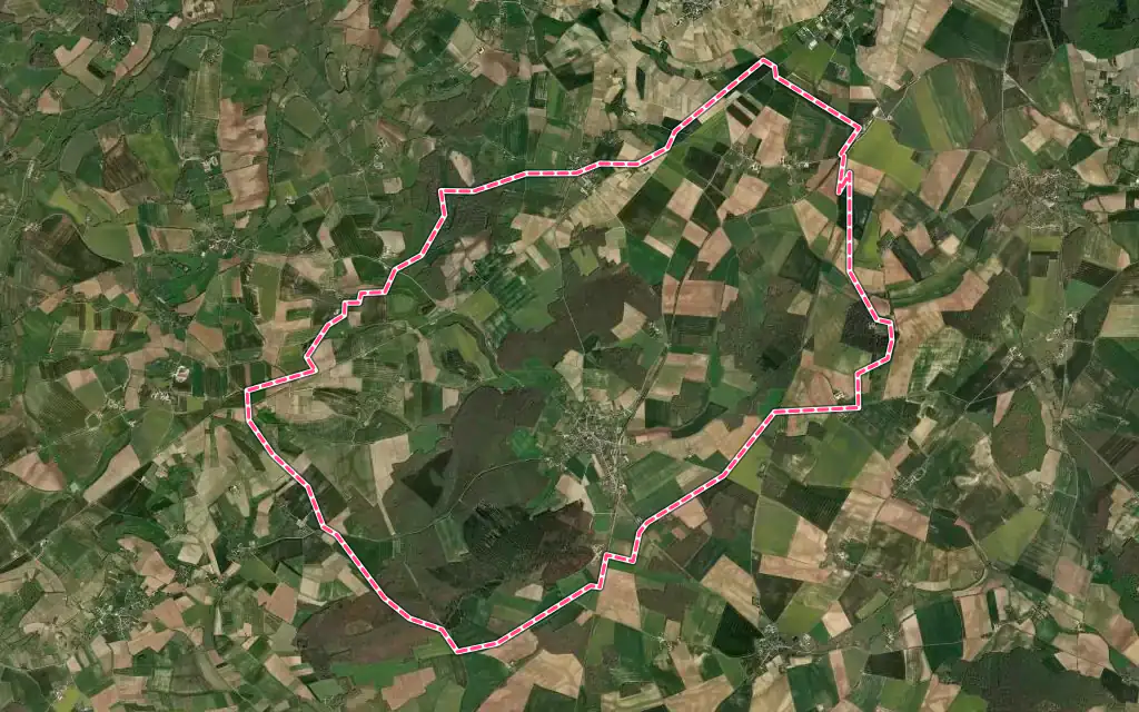 Vue satellite de Veaugues avec ses contours administratifs