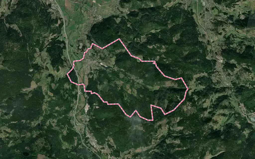 Vue satellite de Vecoux avec ses contours administratifs