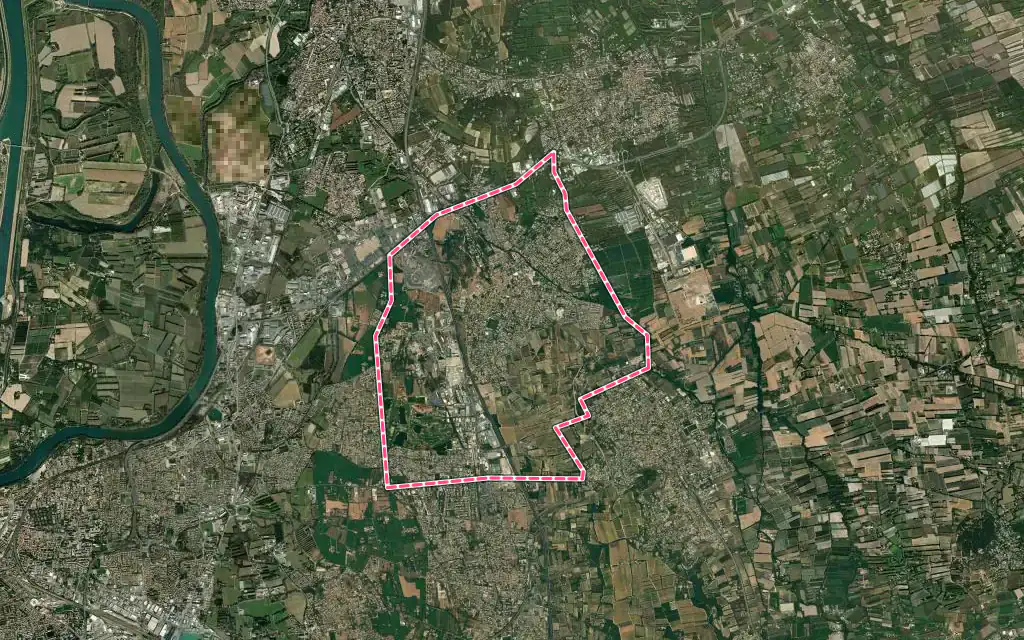 Vue satellite de Vedène avec ses contours administratifs