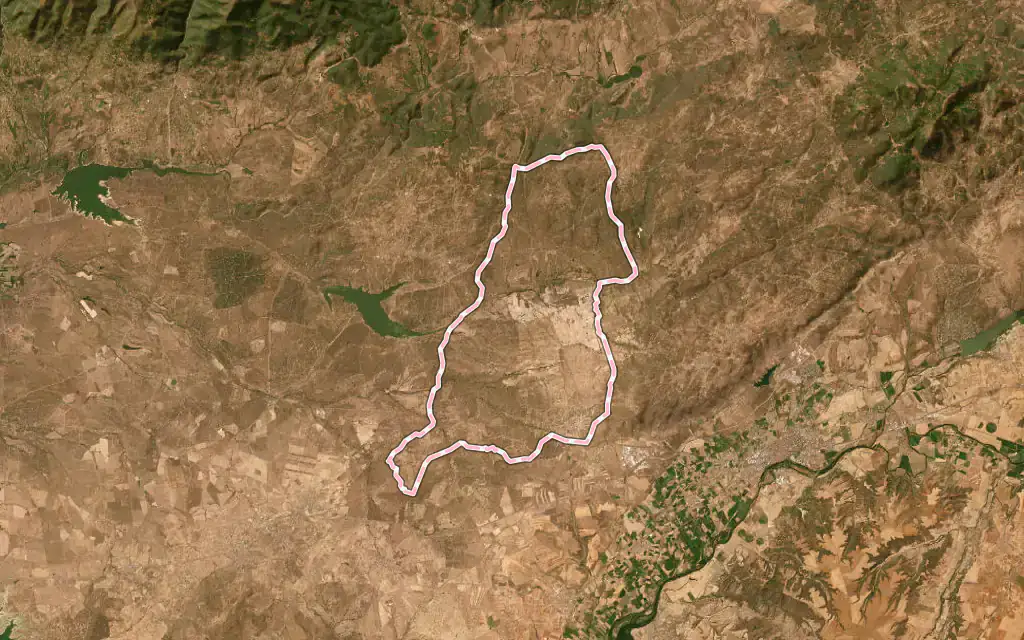 Vista satélite de Velada con su contorno administrativo
