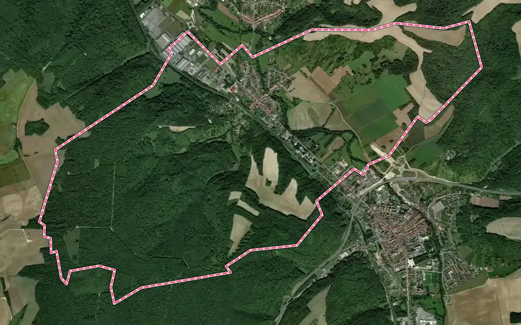Vue satellite de Velaines avec ses contours administratifs