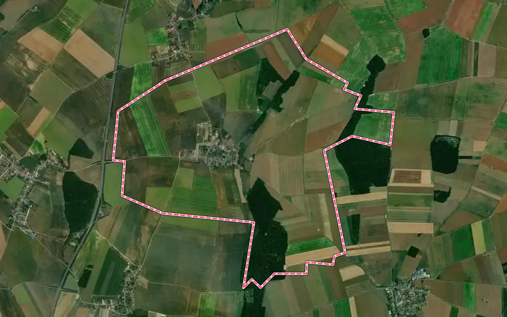 Vue satellite de Velennes avec ses contours administratifs