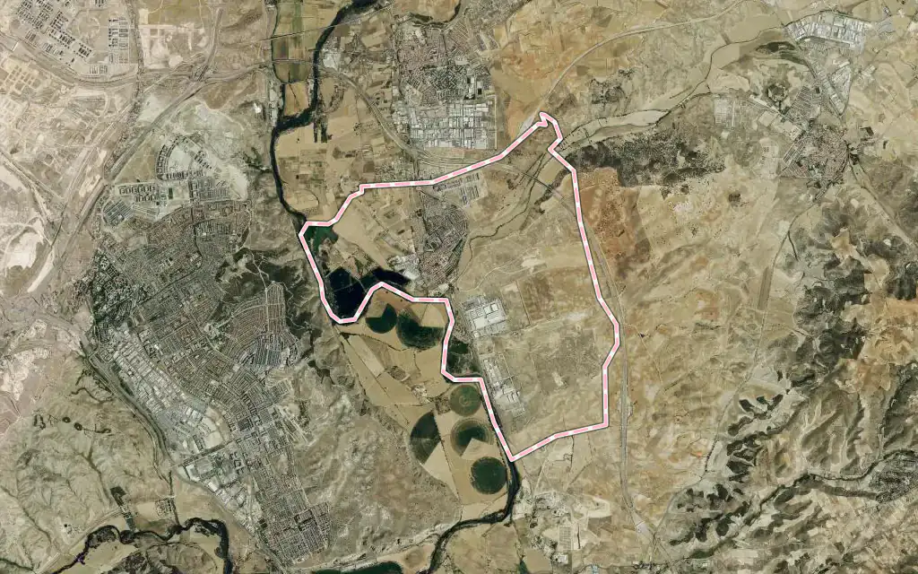 Vista satélite de Velilla de San Antonio con su contorno administrativo