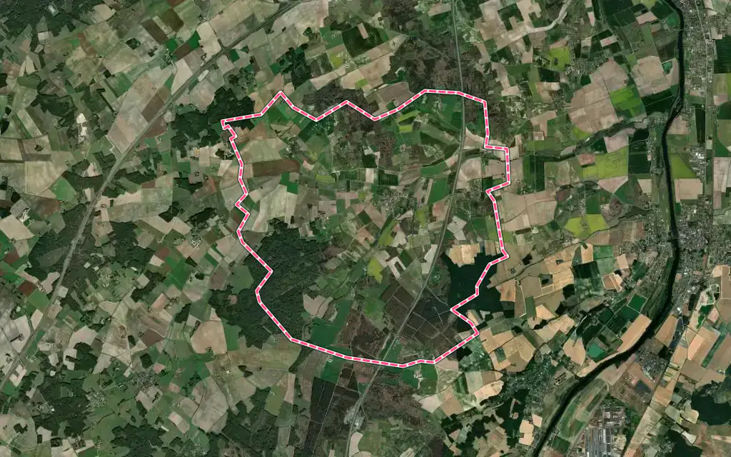 Vue satellite de Vellèches avec ses contours administratifs