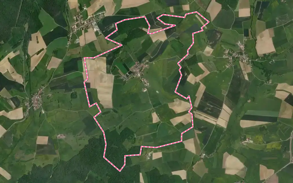 Vue satellite de Vellefrie avec ses contours administratifs