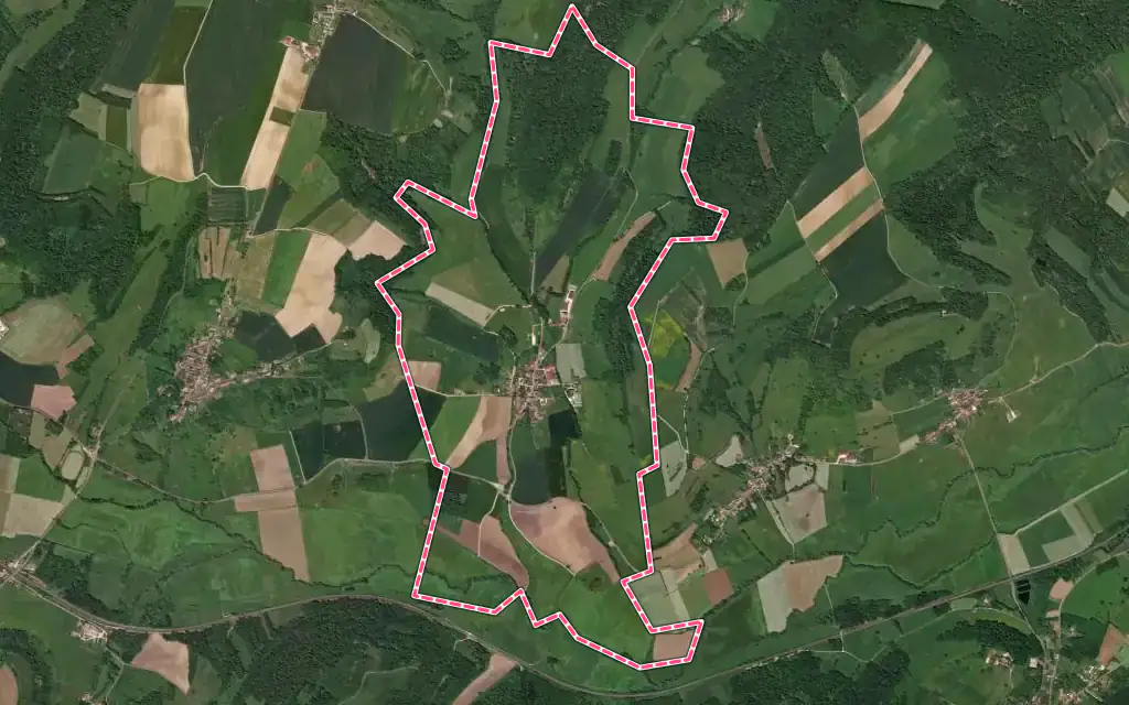 Vue satellite de Velles avec ses contours administratifs