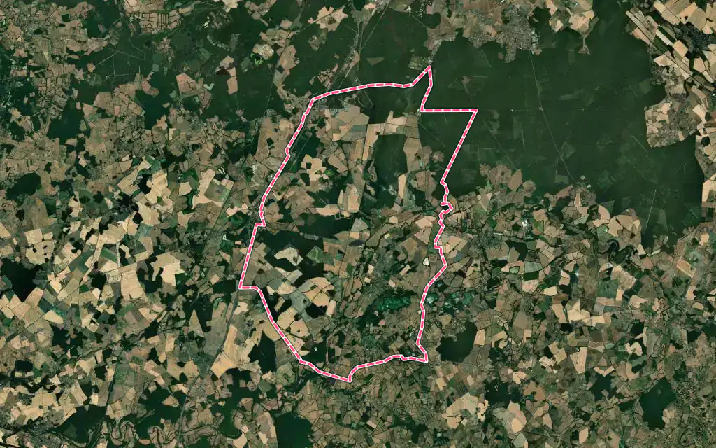 Vue satellite de Velles avec ses contours administratifs