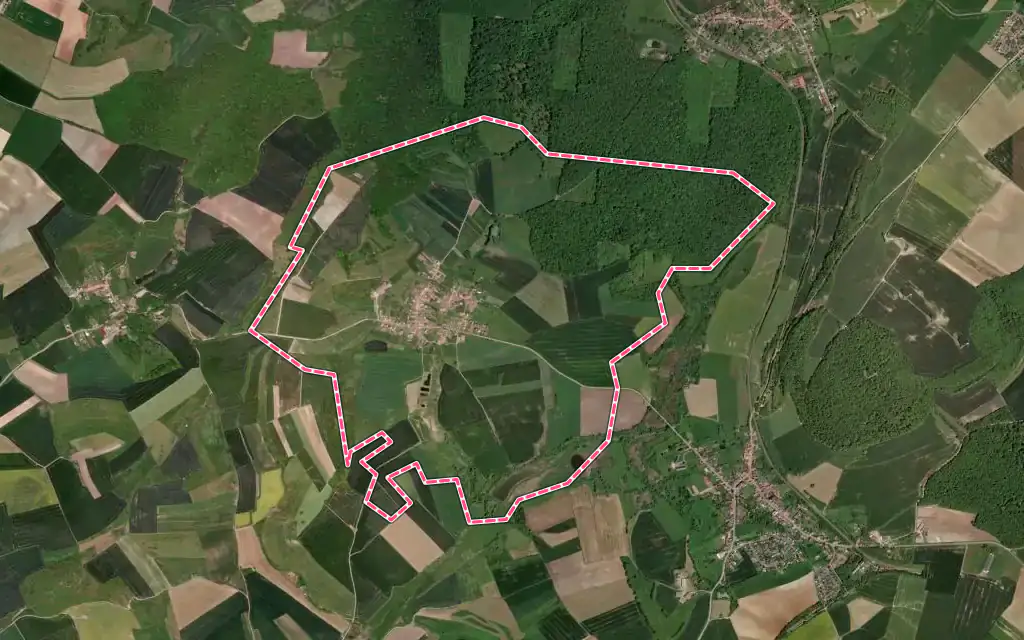 Vue satellite de Velving avec ses contours administratifs