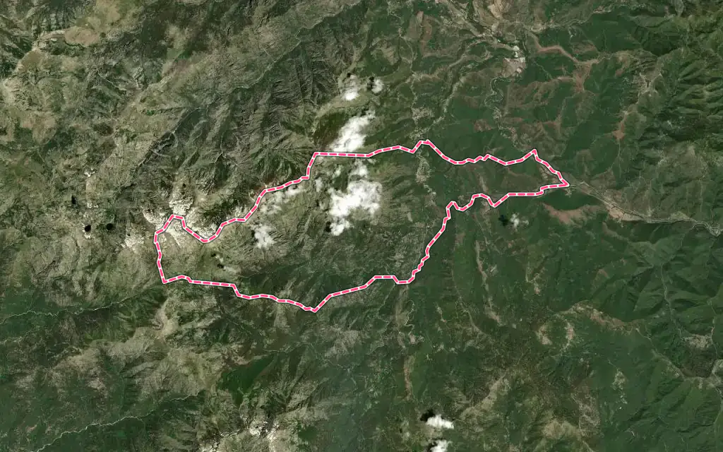 Vue satellite de Venaco avec ses contours administratifs