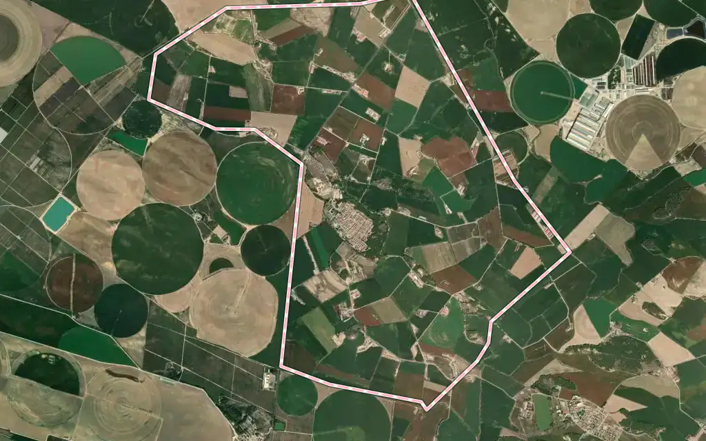 Vista satélite de Vencillón / Vensilló con su contorno administrativo