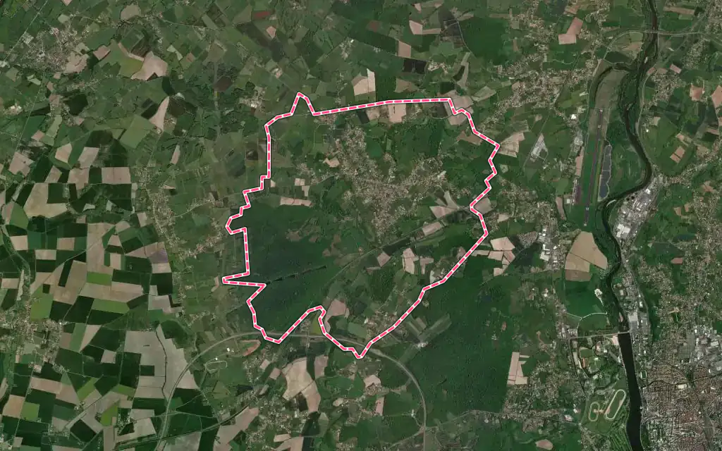 Vue satellite de Vendat avec ses contours administratifs