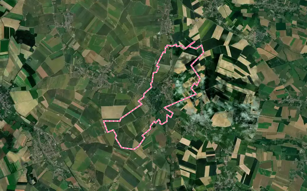 Vue satellite de Vendegies-sur-Écaillon avec ses contours administratifs