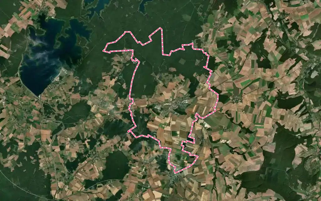 Vue satellite de Vendeuvre-sur-Barse avec ses contours administratifs