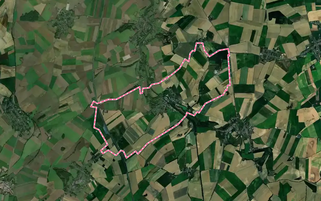 Vue satellite de Vendhuile avec ses contours administratifs