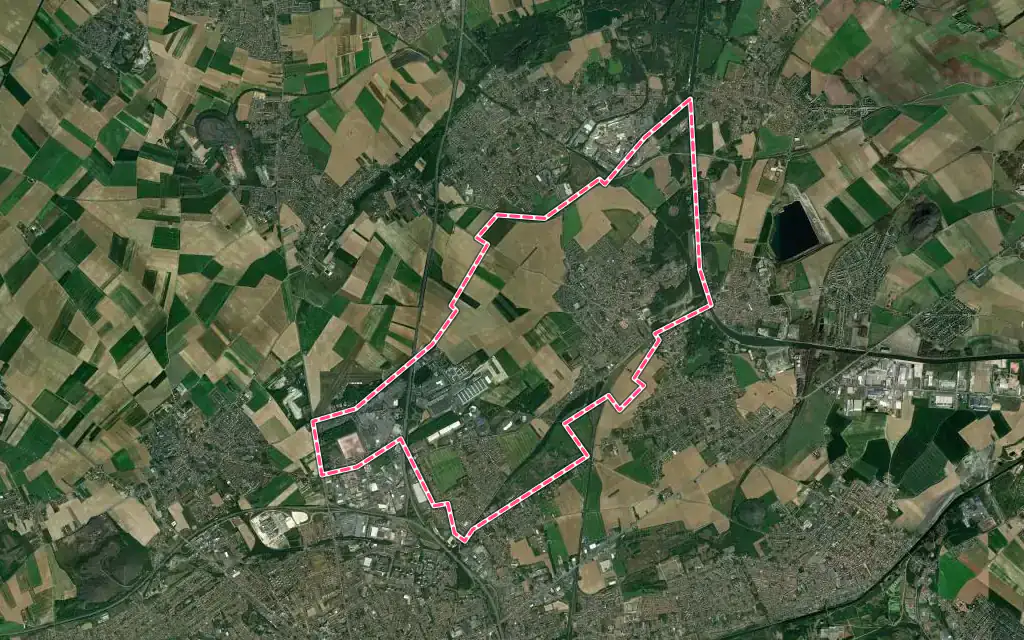 Vue satellite de Vendin-le-Vieil avec ses contours administratifs
