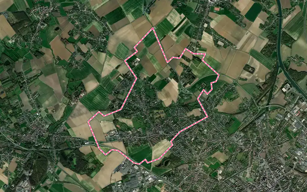Vue satellite de Vendin-lès-Béthune avec ses contours administratifs