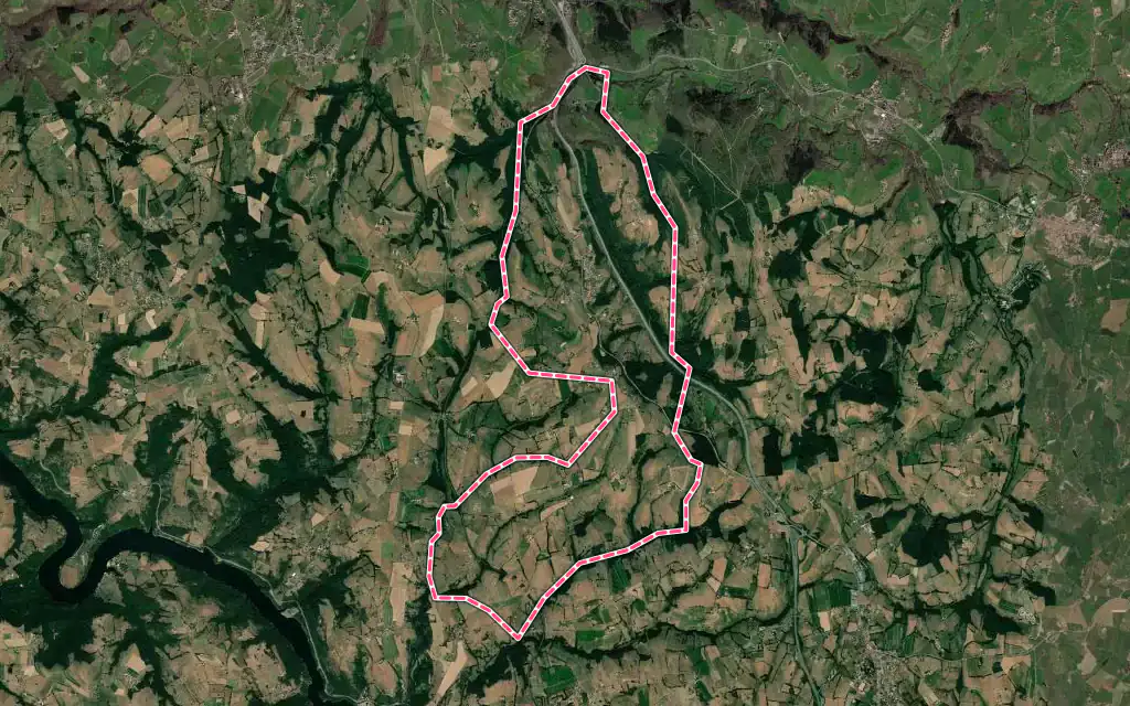 Vue satellite de Vendranges avec ses contours administratifs