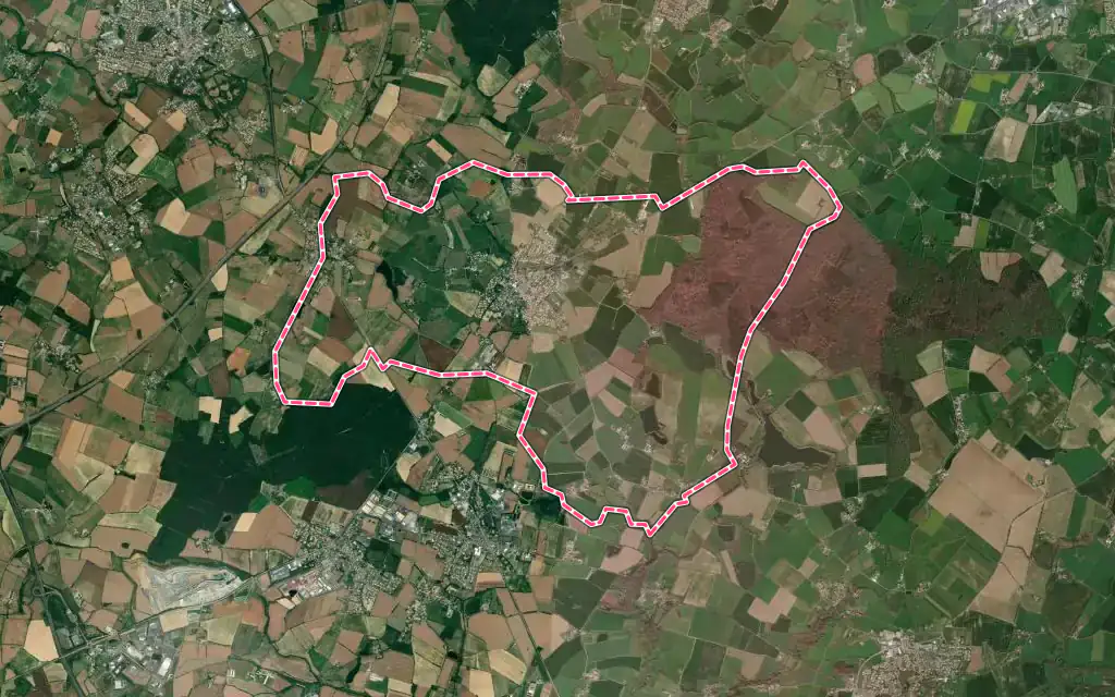 Vue satellite de Vendrennes avec ses contours administratifs
