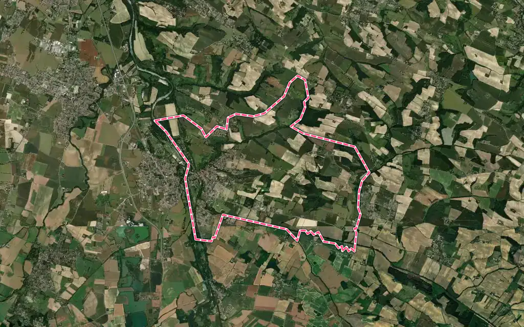 Vue satellite de Venerque avec ses contours administratifs