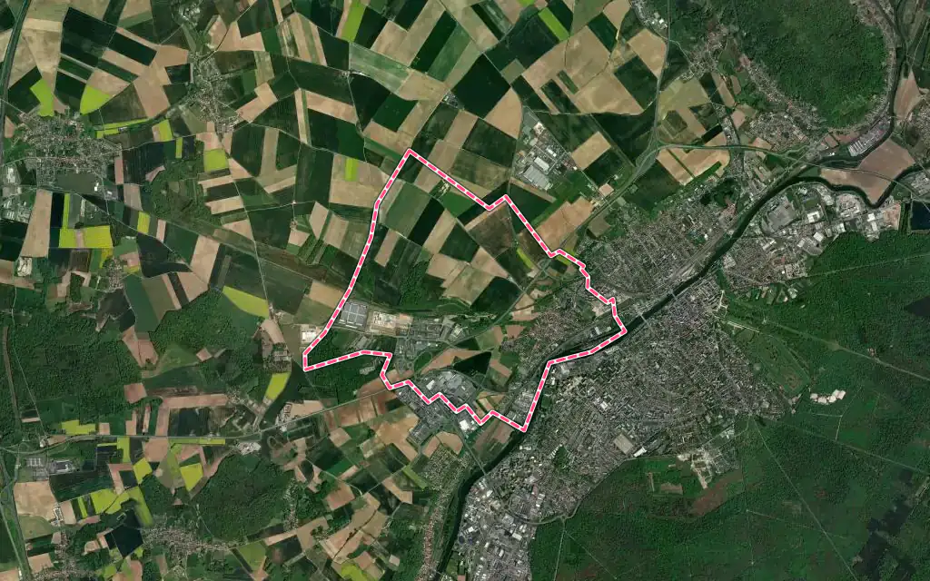 Vue satellite de Venette avec ses contours administratifs