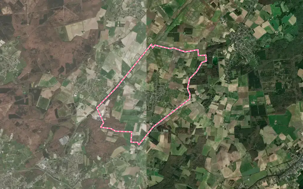 Vue satellite de Vennecy avec ses contours administratifs